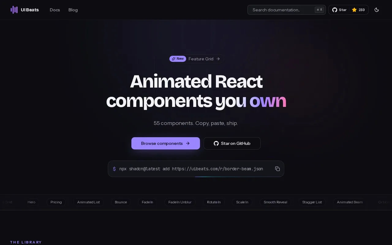 UI Beats homepage screenshot