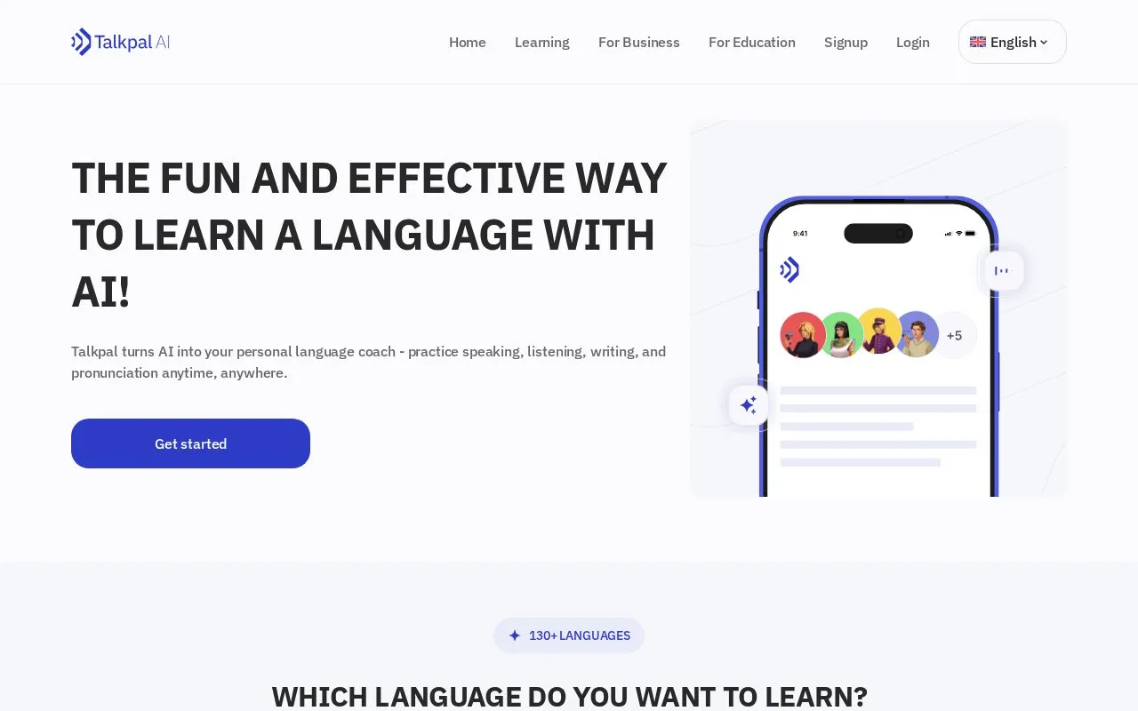 Talkpal homepage screenshot