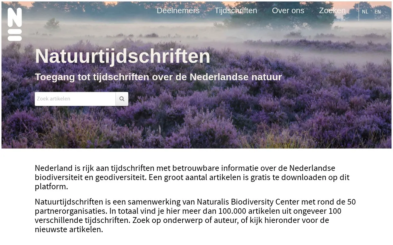 Natuurtijdschriften homepage screenshot