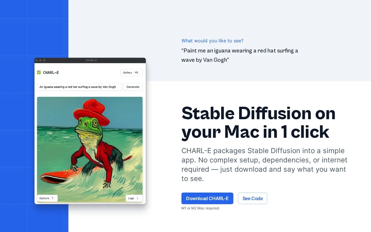 CHARL-E homepage screenshot
