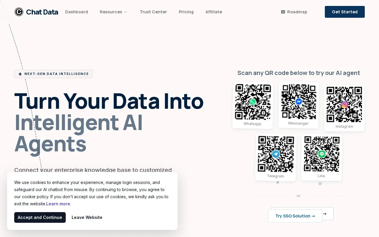 Chat Data homepage screenshot