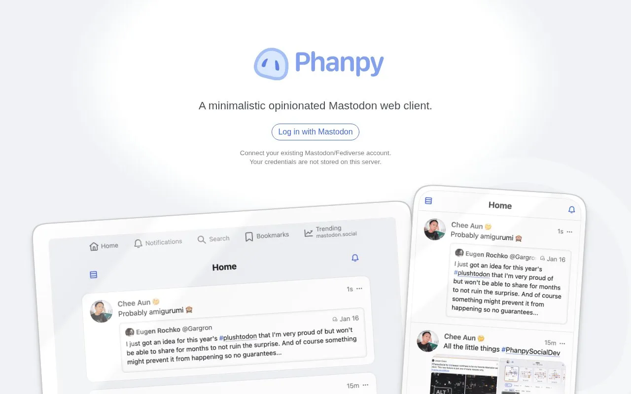 Phanpy homepage screenshot