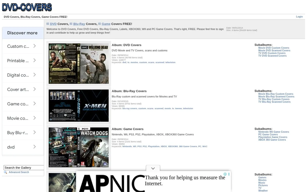 DVD Covers homepage screenshot