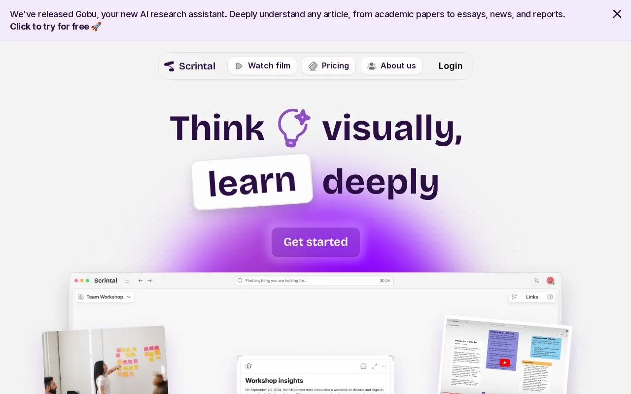 Scrintal homepage screenshot