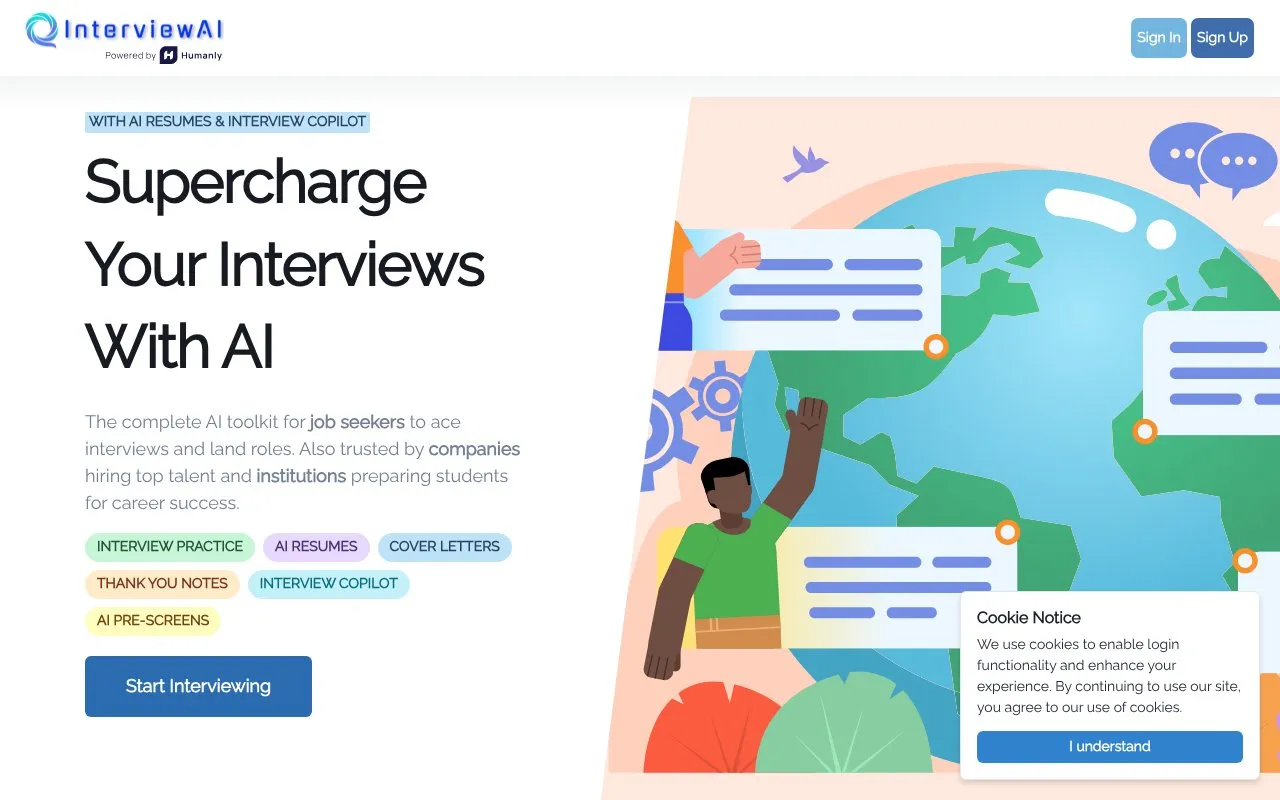 InterviewAI homepage screenshot
