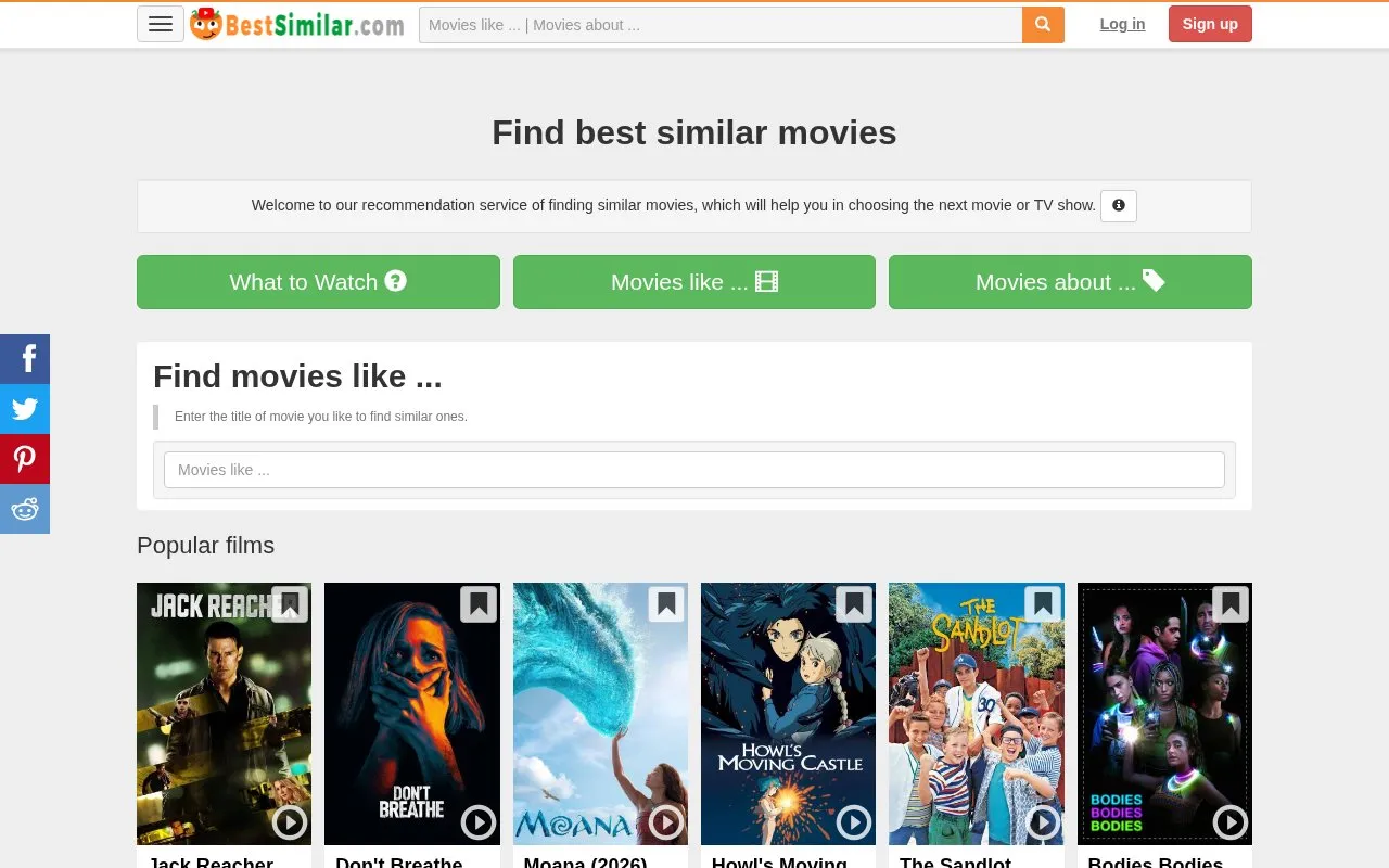 BestSimilar homepage screenshot
