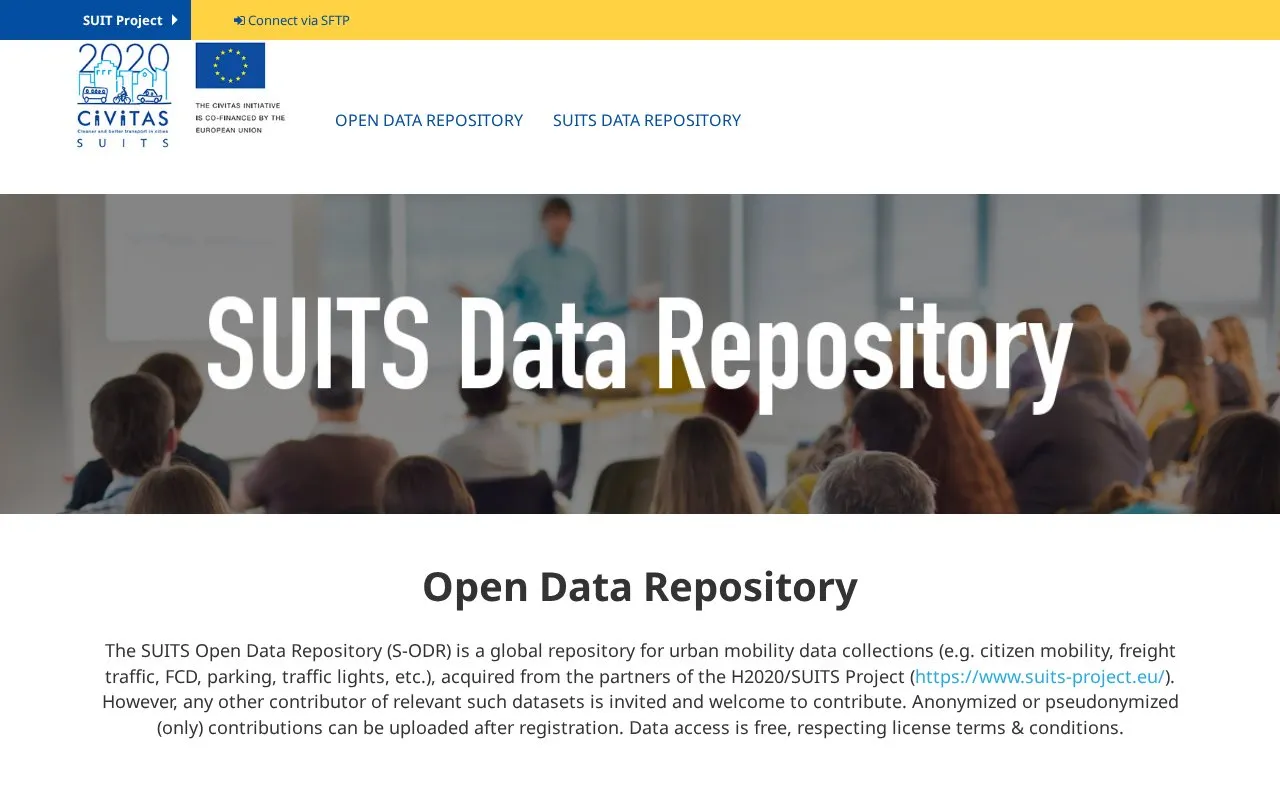 SUITS Data Repository homepage screenshot