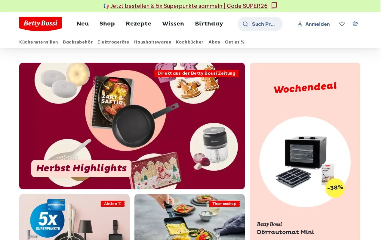 Betty Bossi homepage screenshot