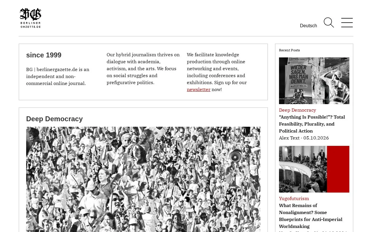 Berliner Gazette homepage screenshot