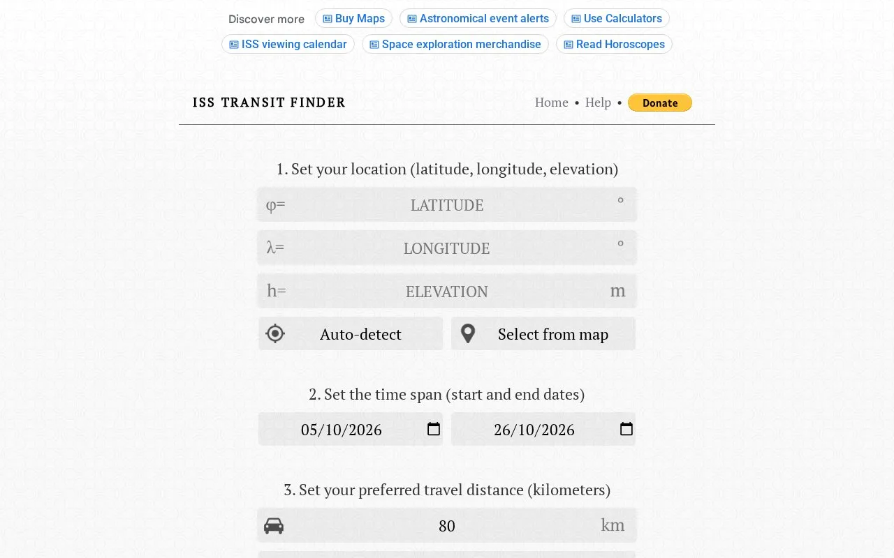 Transit Finder homepage screenshot