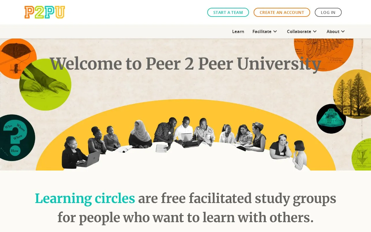 P2PU homepage screenshot