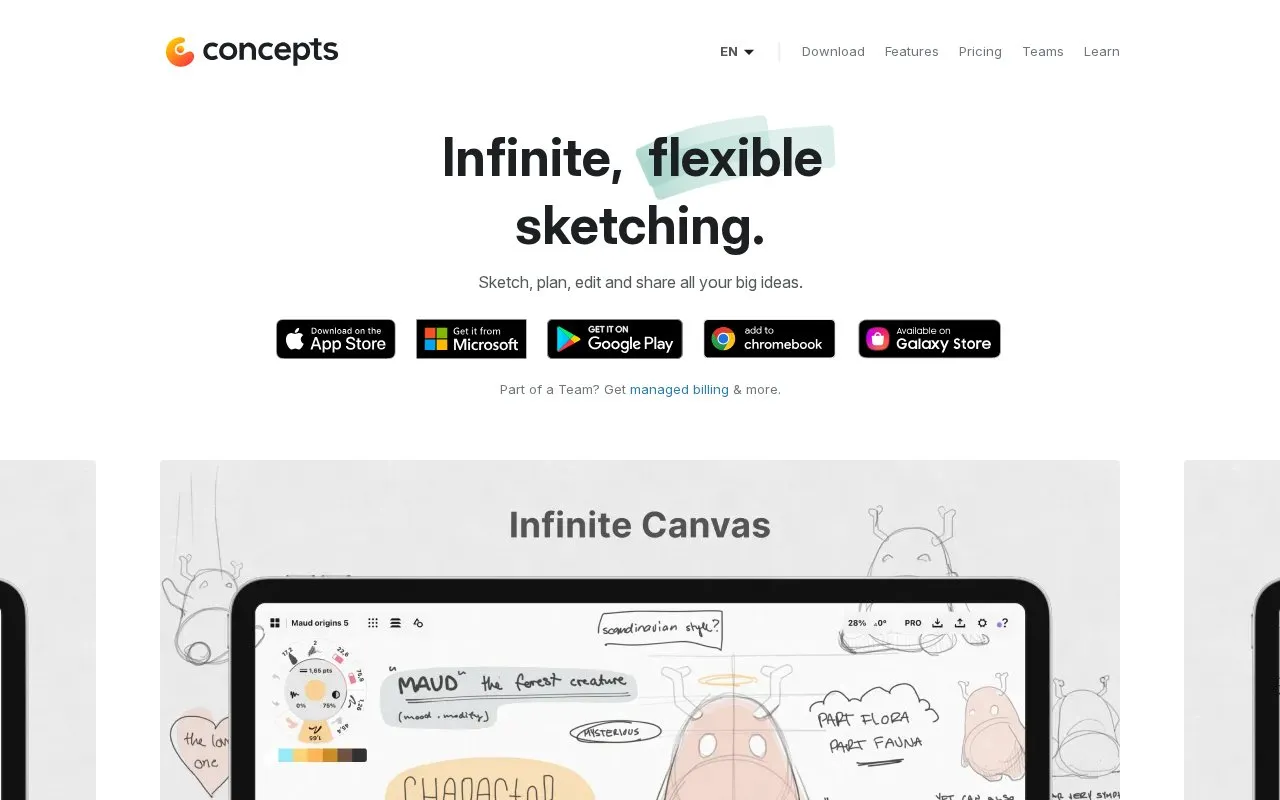 Concepts homepage screenshot