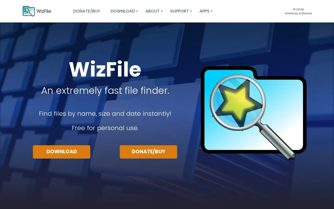 WizFile homepage screenshot