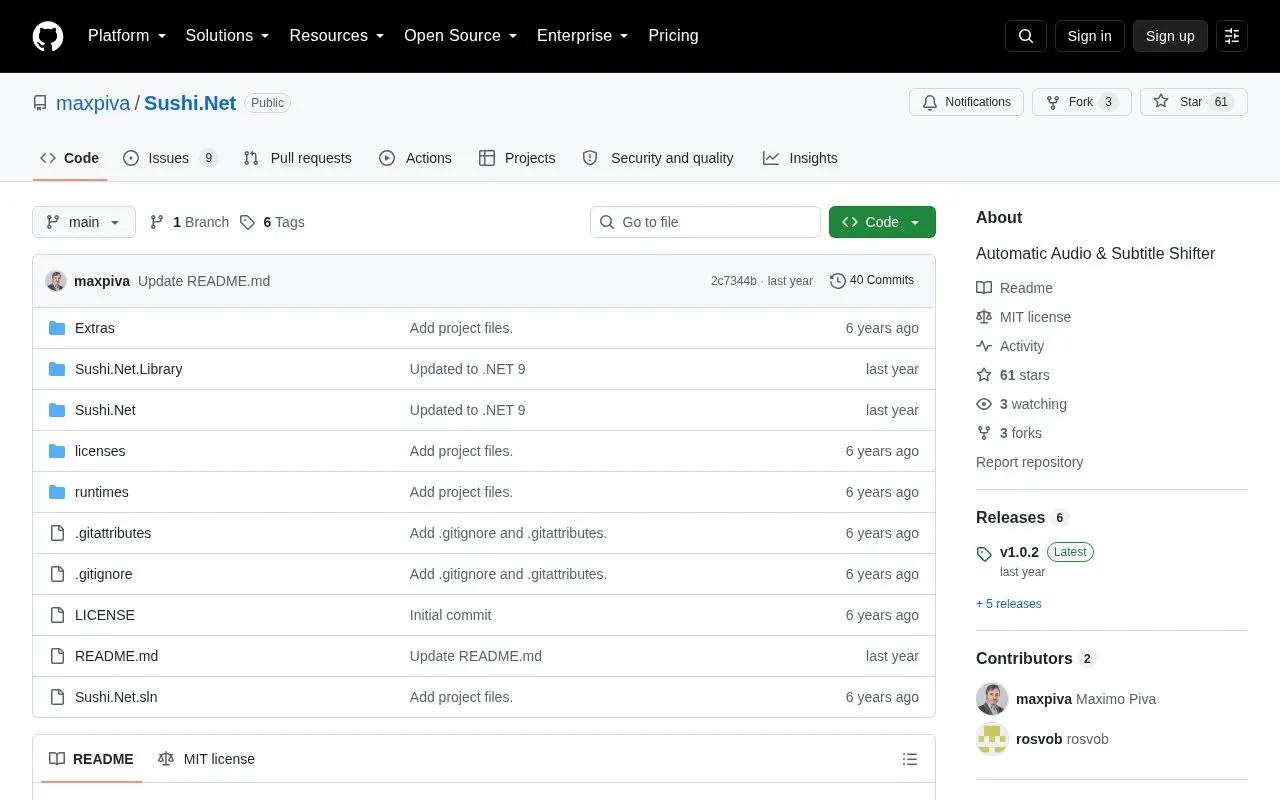 Sushi.net homepage screenshot
