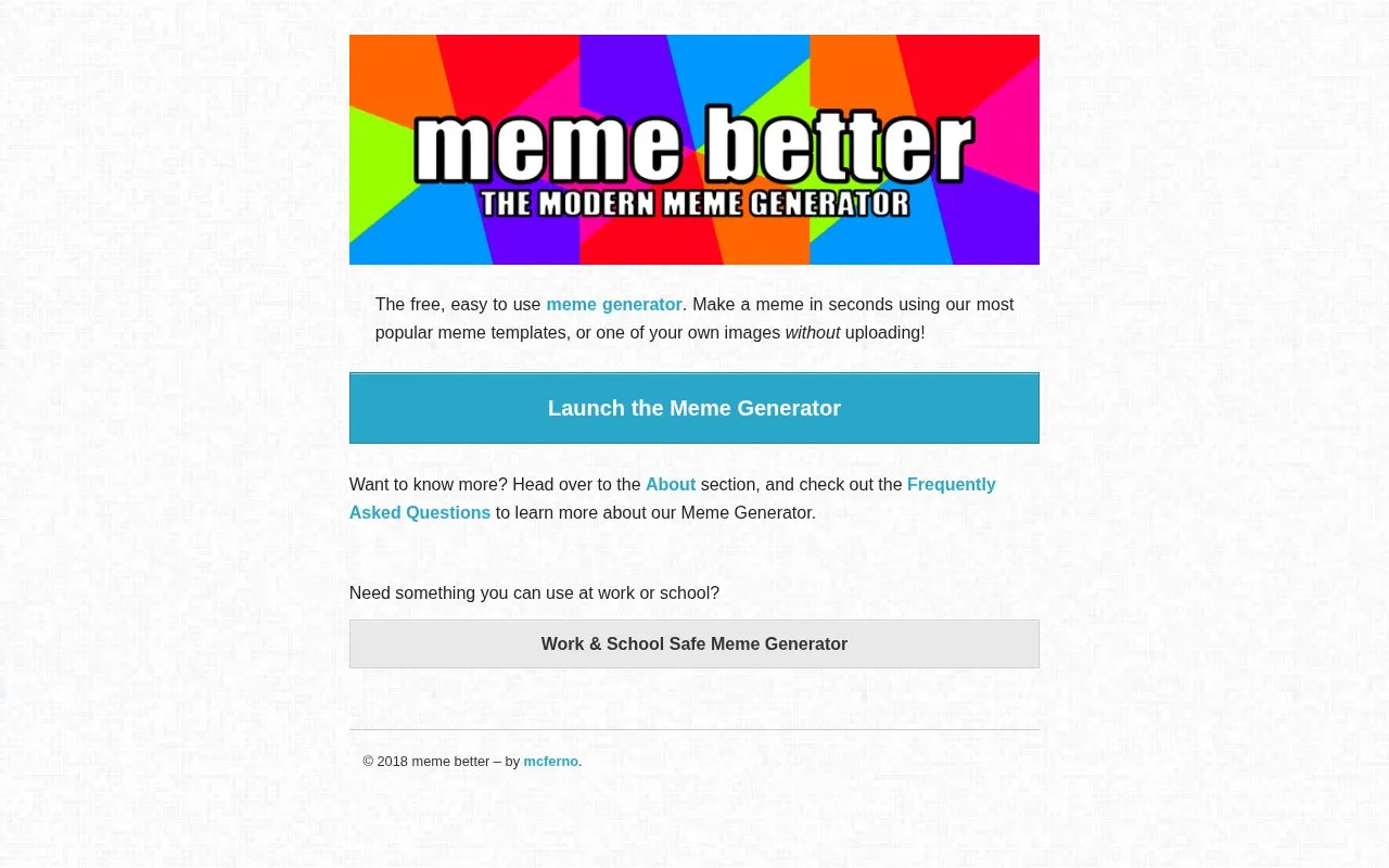 MemeBetter homepage screenshot