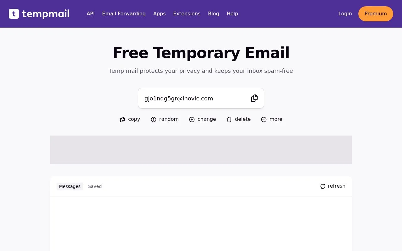 temp-mail.io homepage screenshot