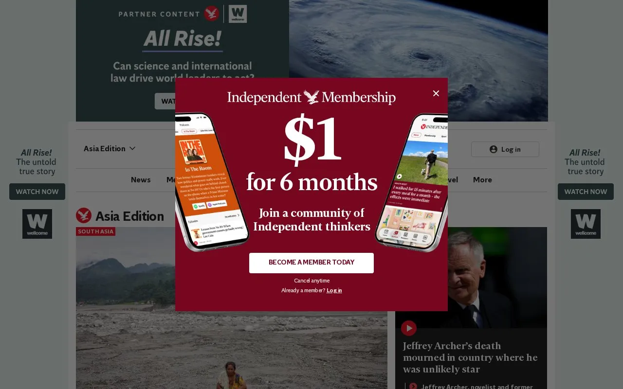 The Independent homepage screenshot