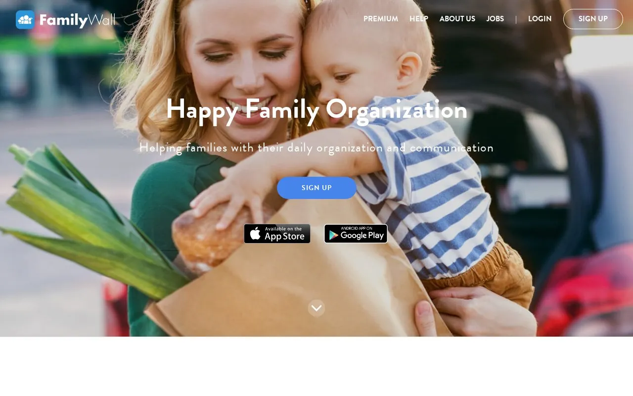 FamilyWall homepage screenshot