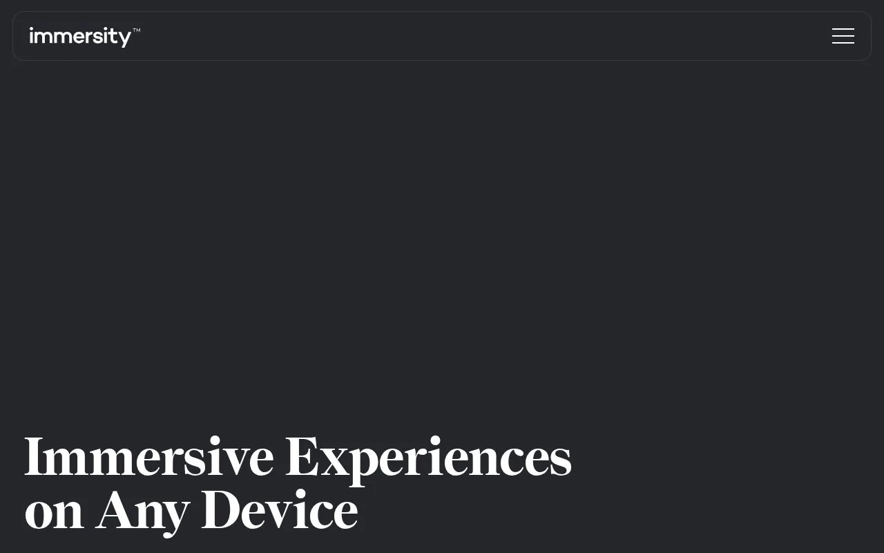 Immersity homepage screenshot