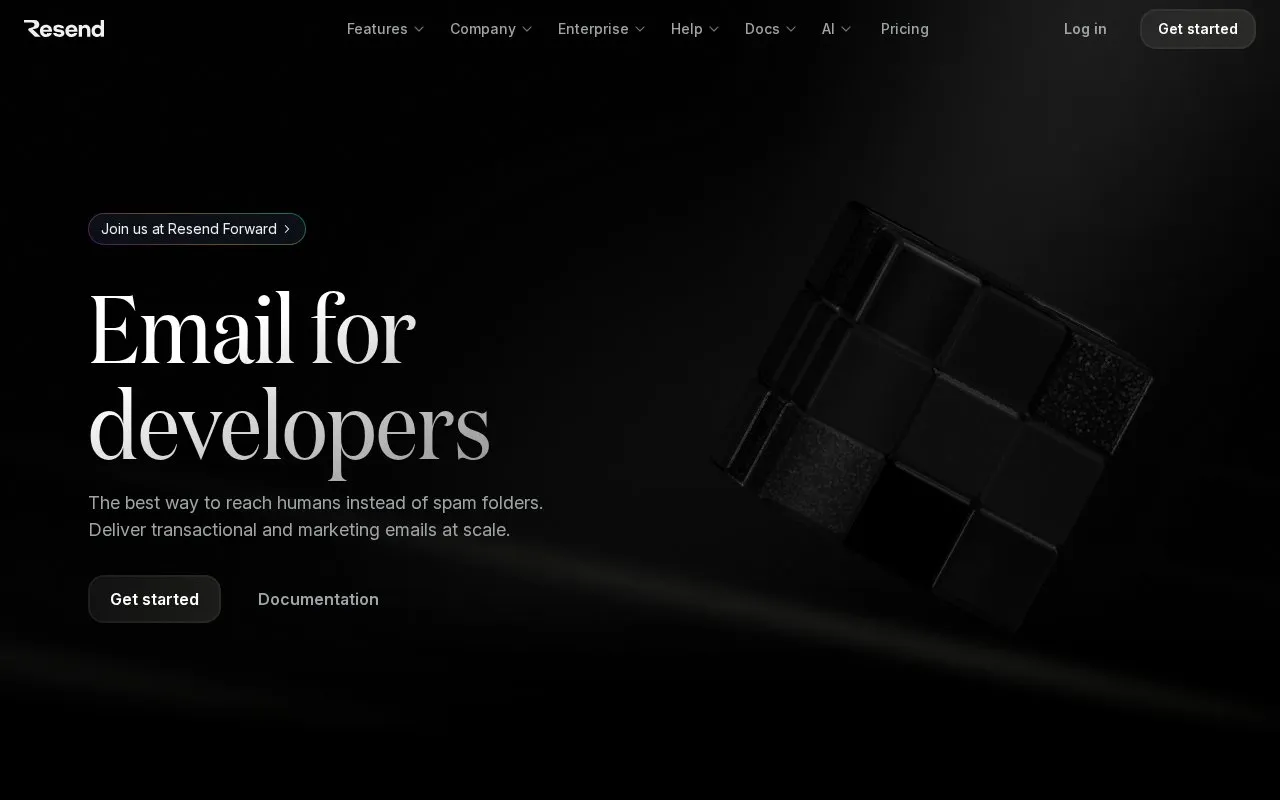 Resend homepage screenshot