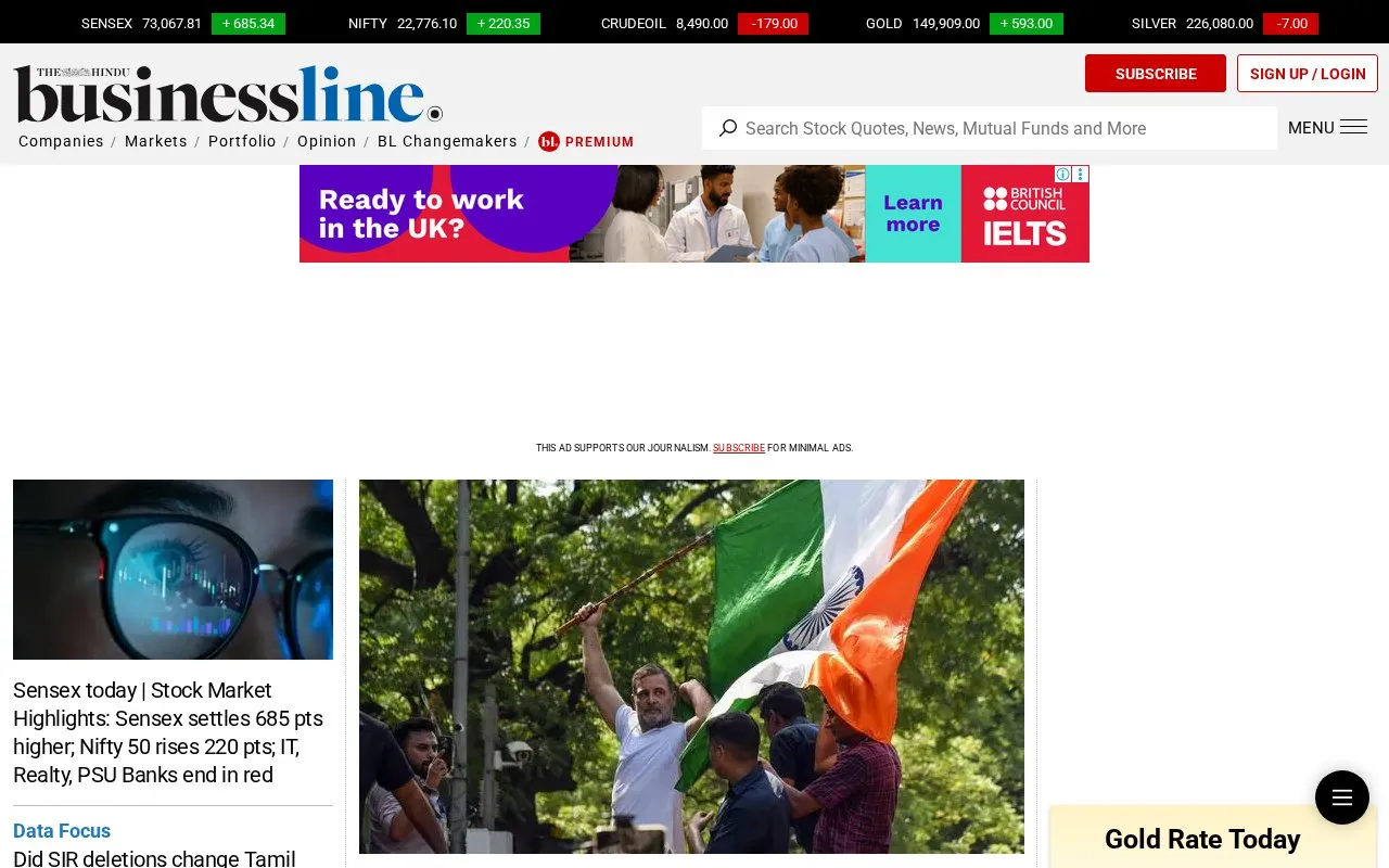 Business Line homepage screenshot