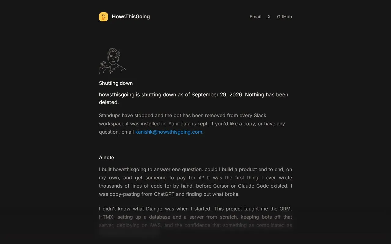 HowsThisGoing homepage screenshot