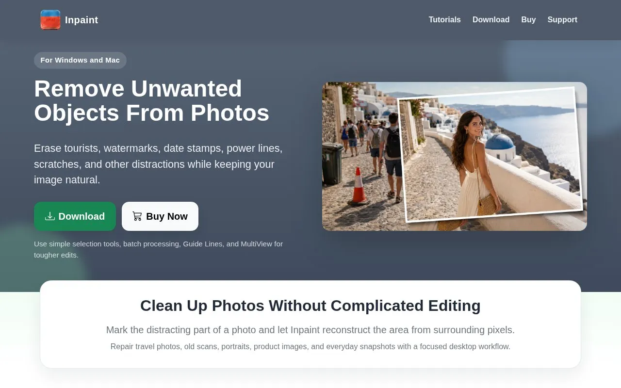 Inpaint homepage screenshot