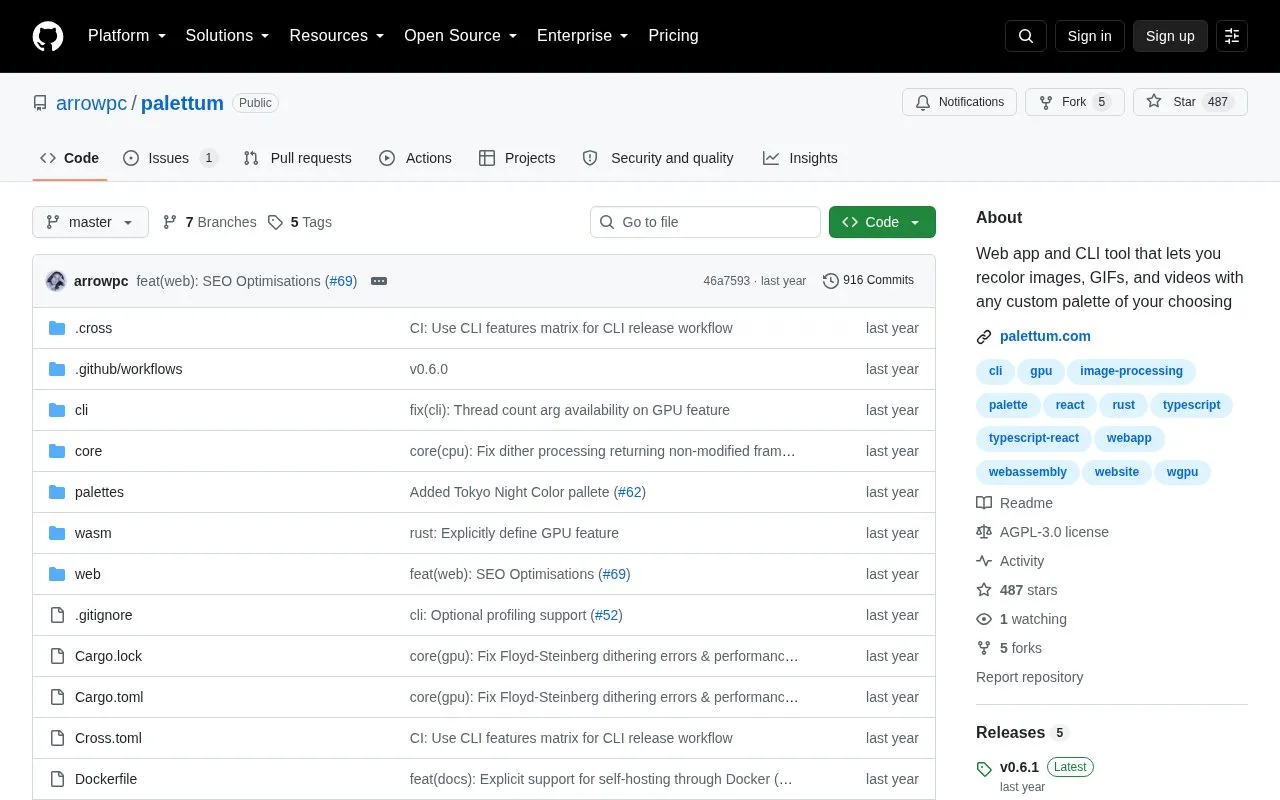Palettum homepage screenshot