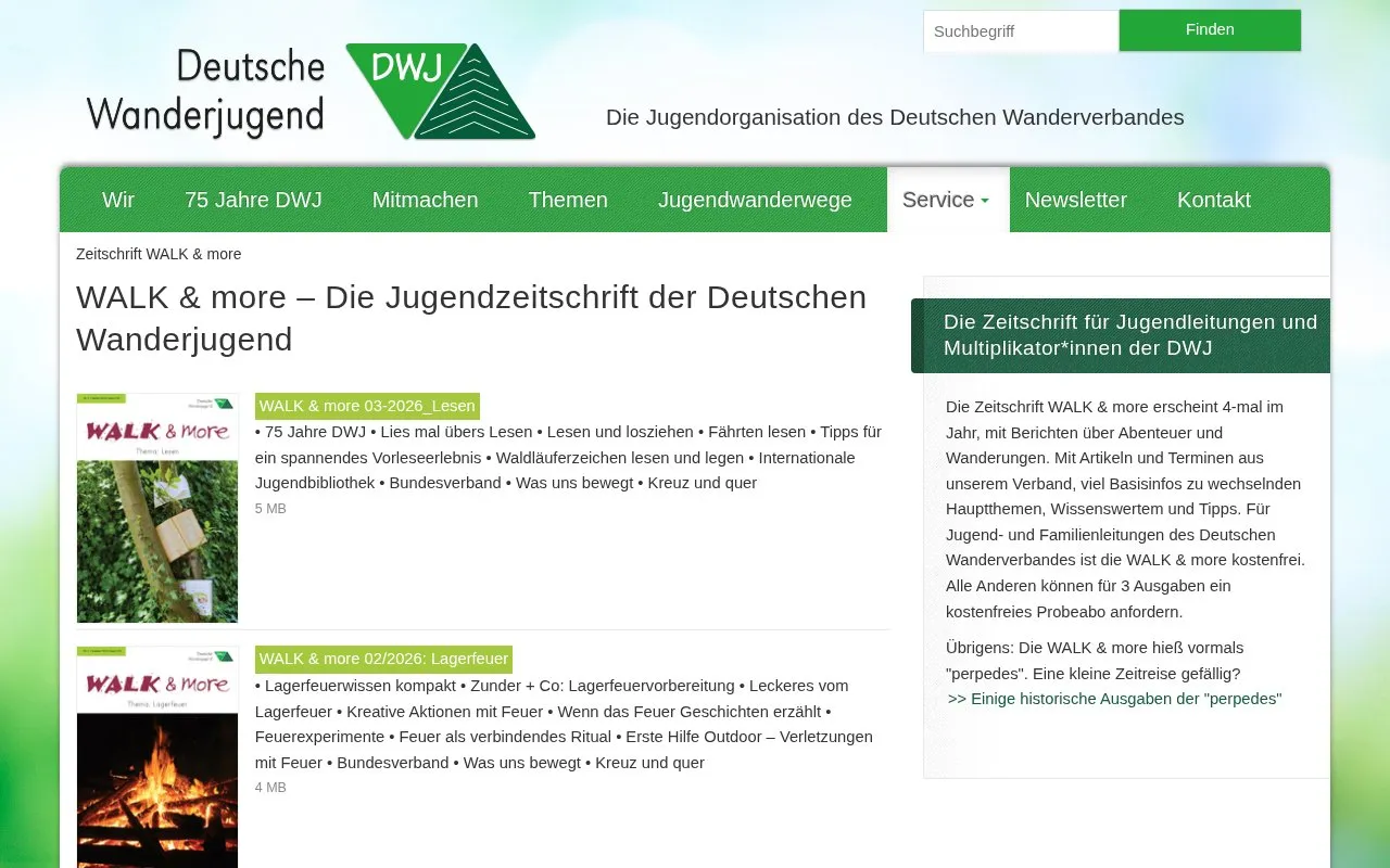 WALK & more homepage screenshot