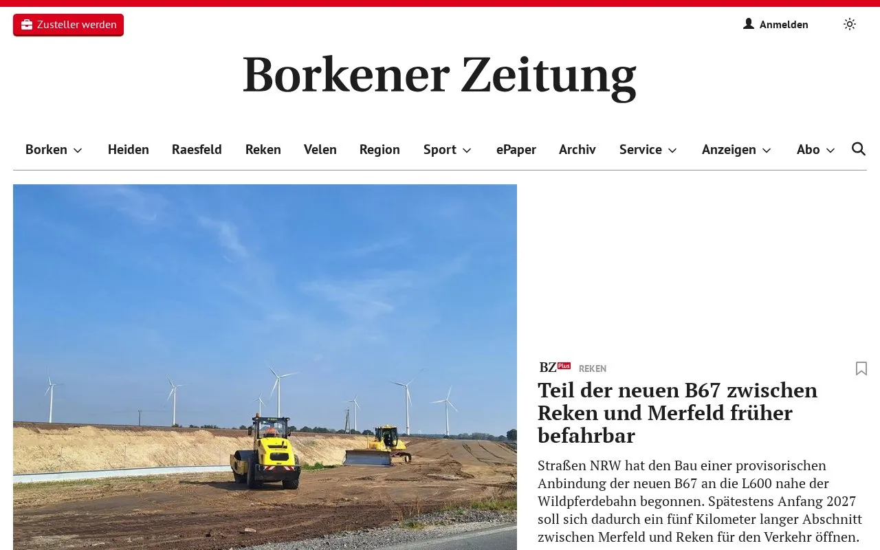 Borkener Zeitung homepage screenshot