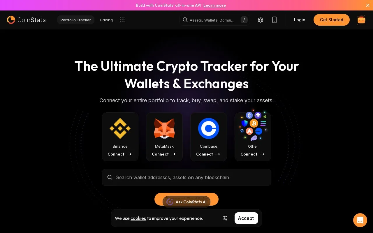 CoinStats homepage screenshot