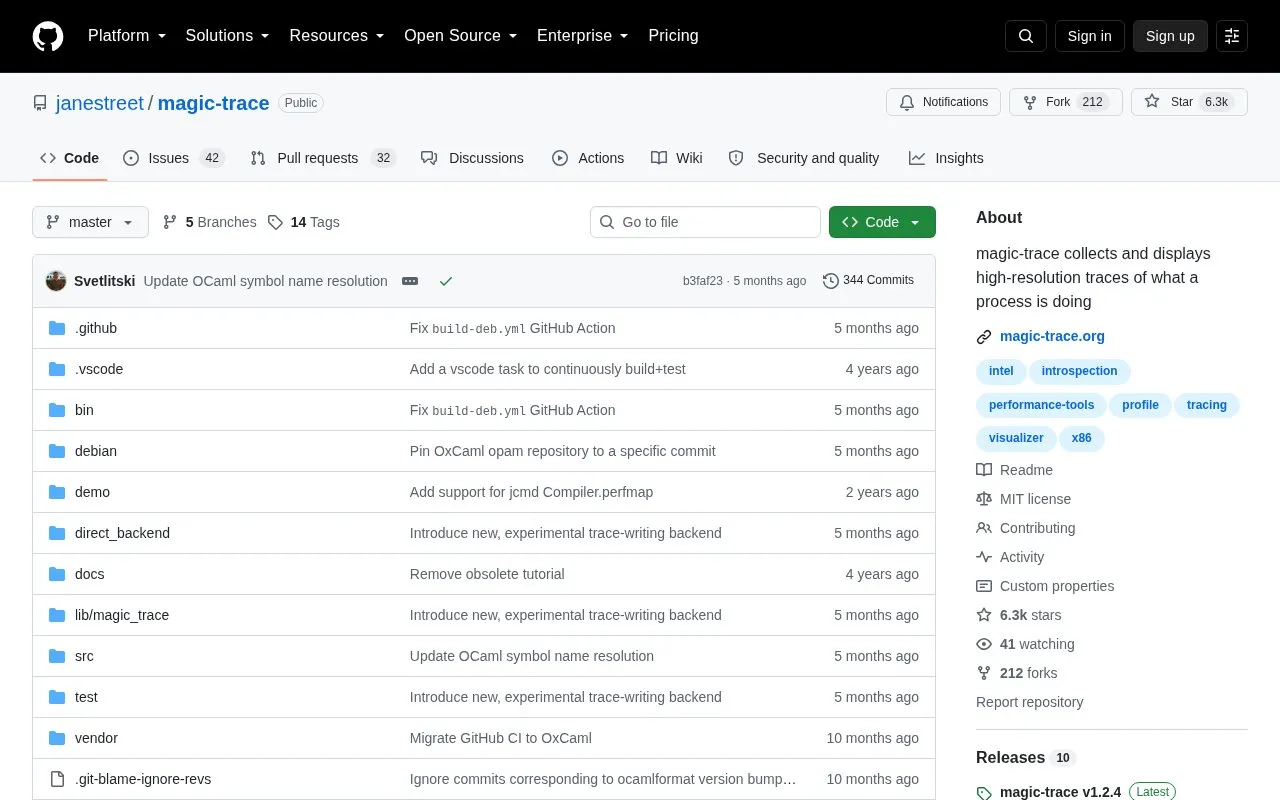 Magic Trace homepage screenshot