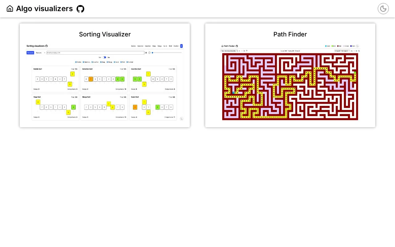 Sorting Algorithms Visualizer homepage screenshot