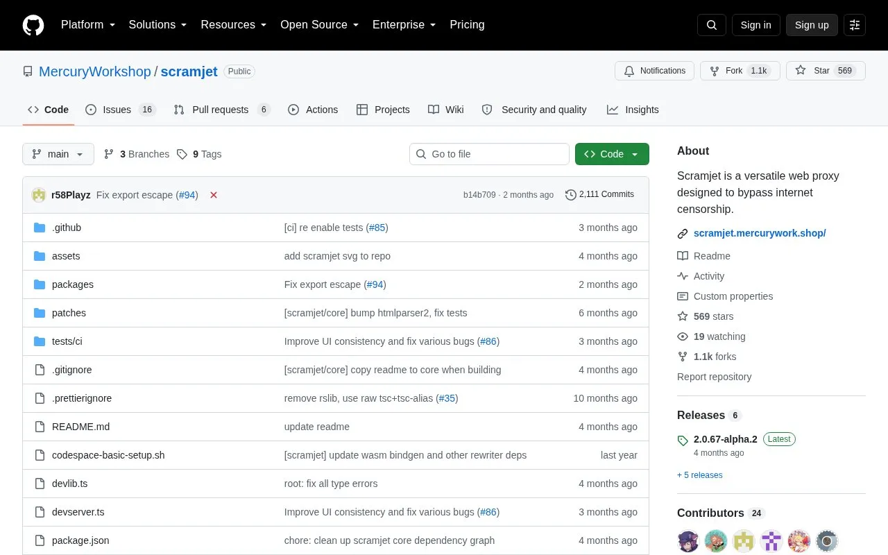 Scramjet homepage screenshot