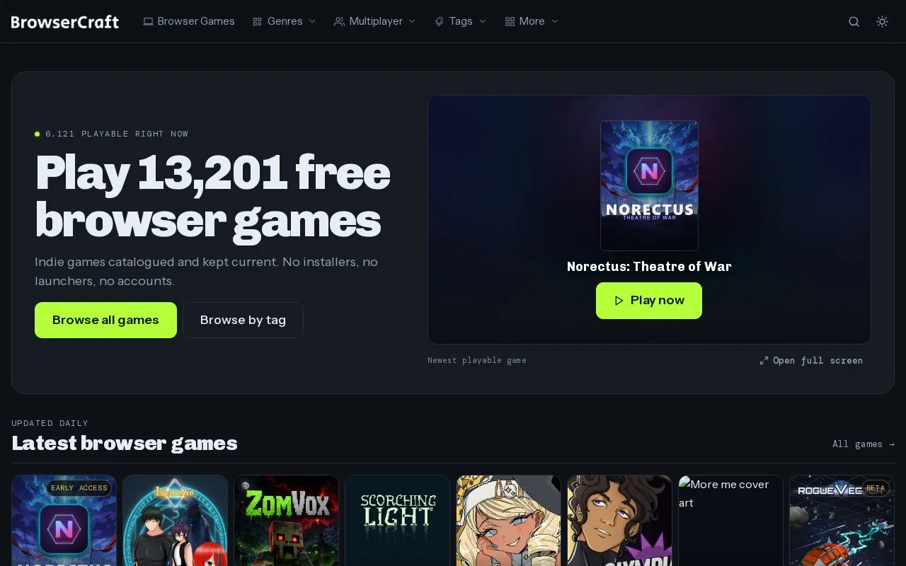 Browser Craft homepage screenshot