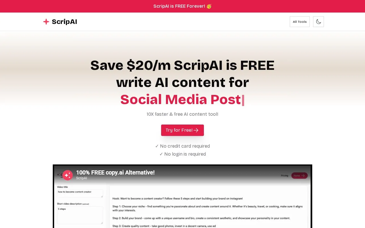 ScripAI homepage screenshot