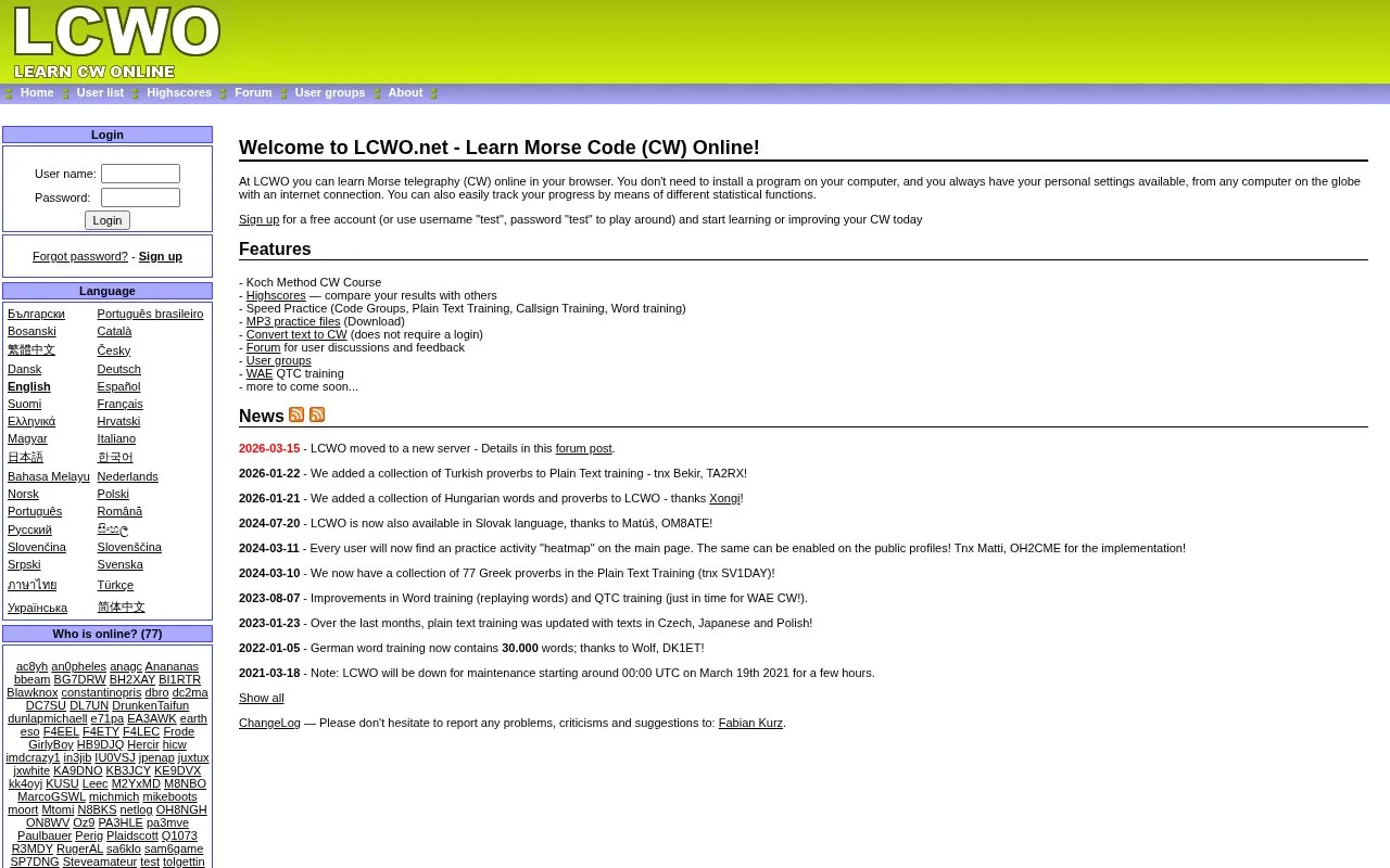 ICWO homepage screenshot