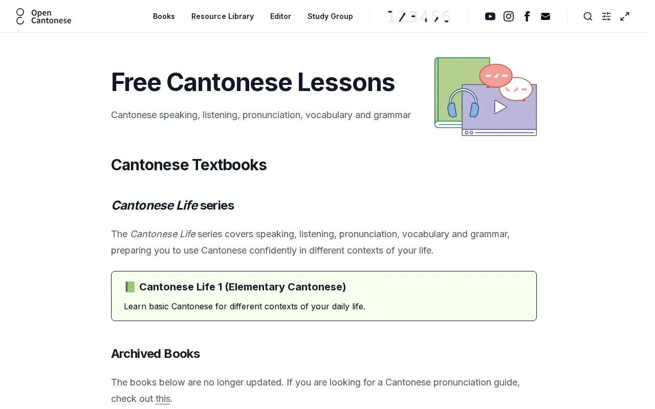 OpenCantonese homepage screenshot