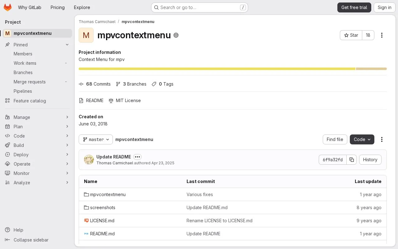 MPV Context Menu homepage screenshot