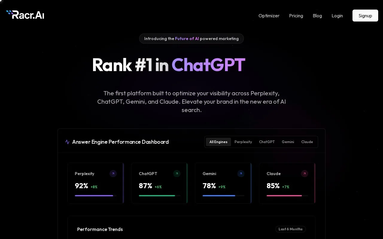 Racr.AI homepage screenshot