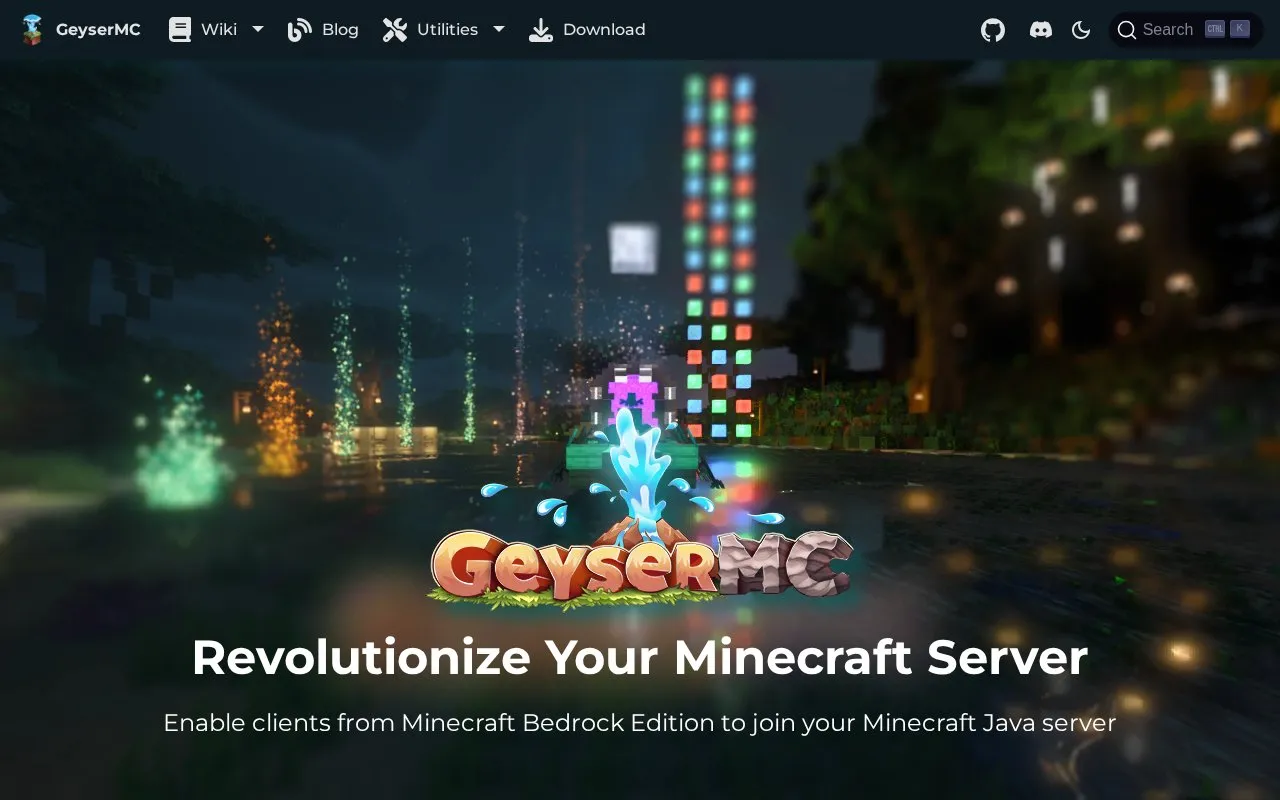 GeyserMC homepage screenshot