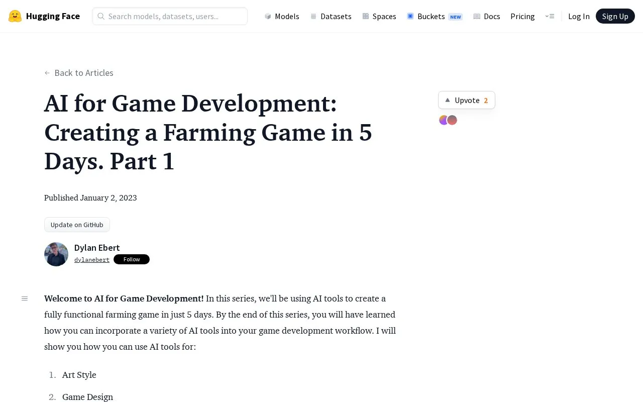 AI for Game Development homepage screenshot