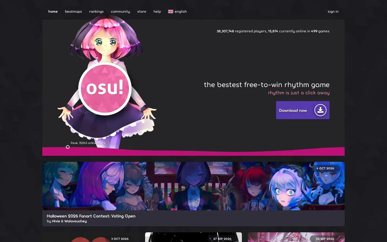osu! homepage screenshot