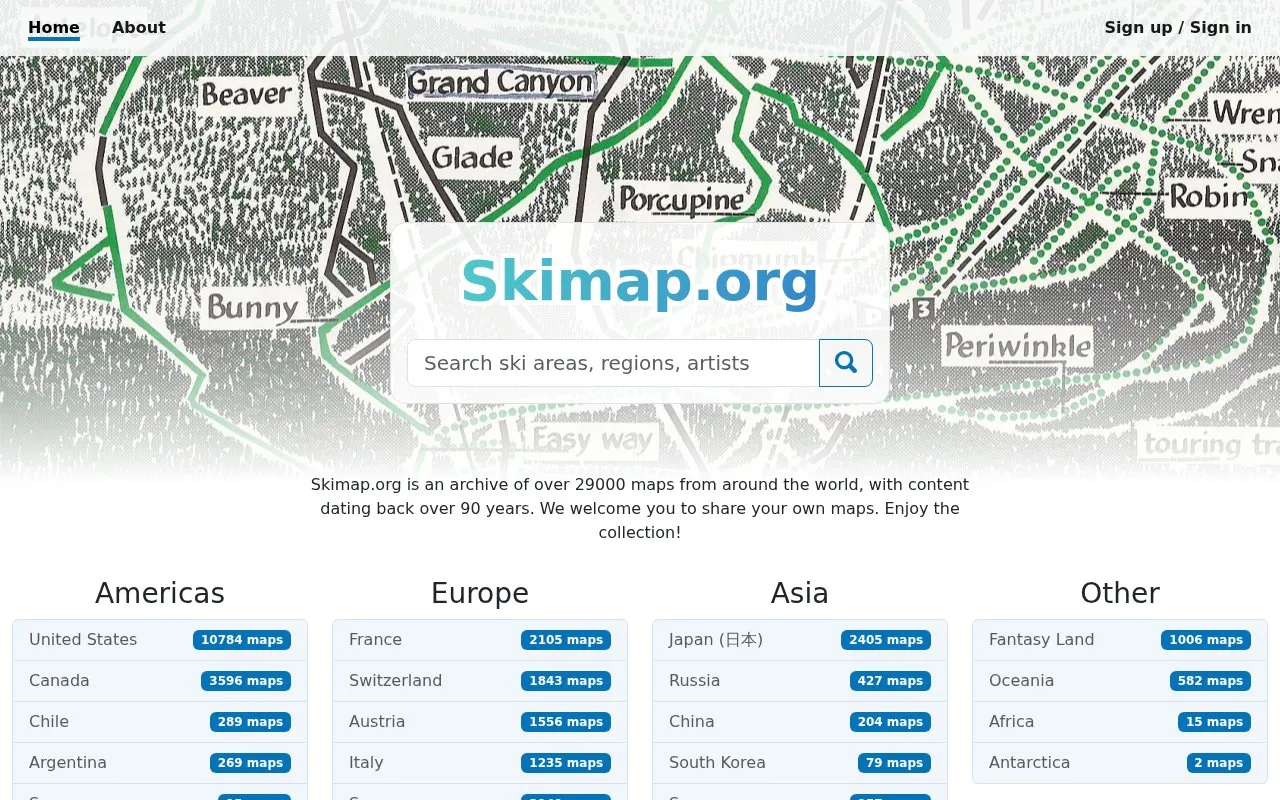 Skimap.org homepage screenshot