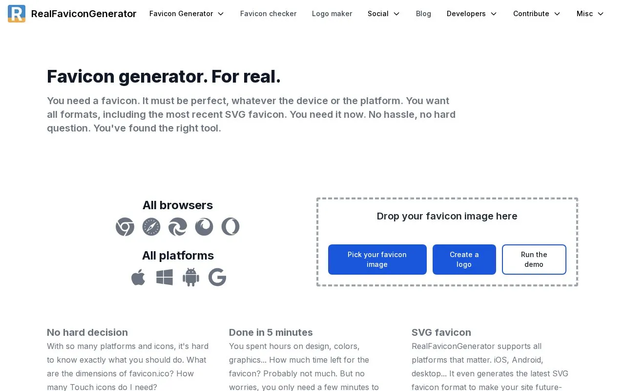 RealFaviconGenerator homepage screenshot
