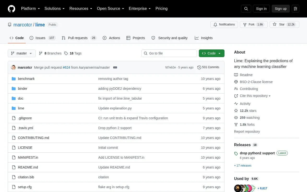 LIME homepage screenshot