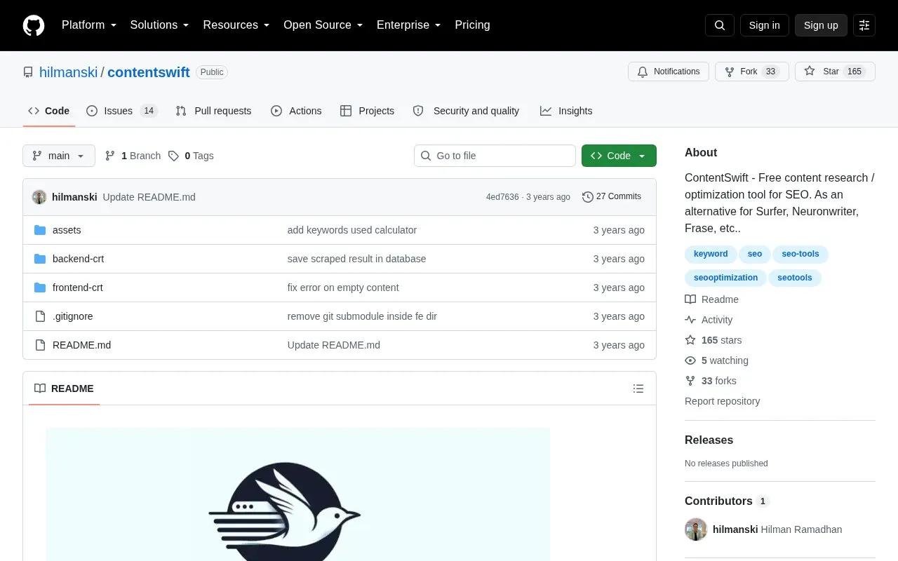 ContentSwift homepage screenshot