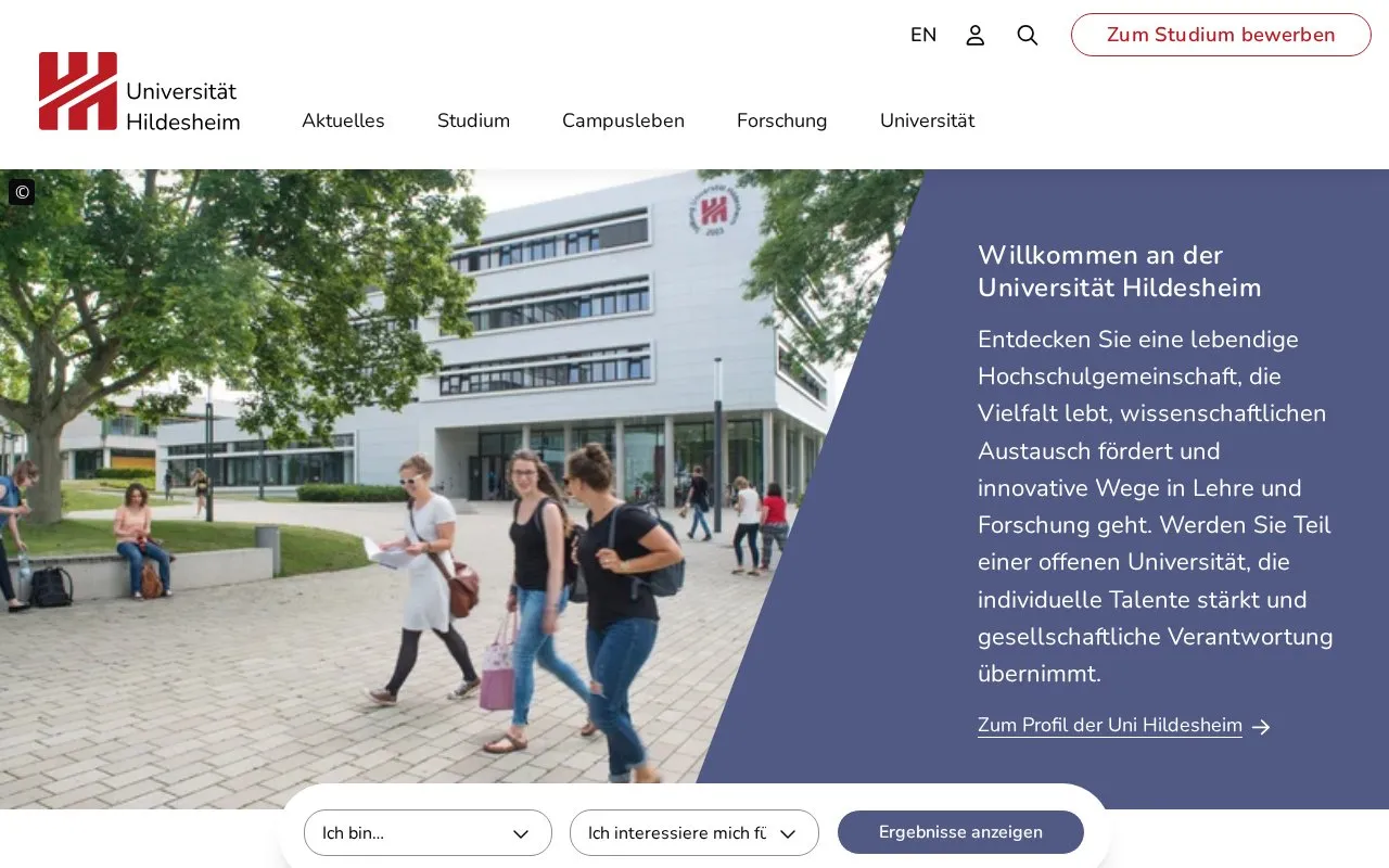 Universitat Hildesheim homepage screenshot