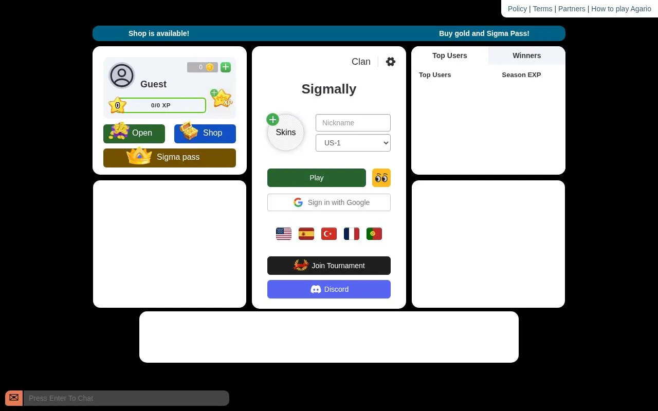 Sigmally homepage screenshot