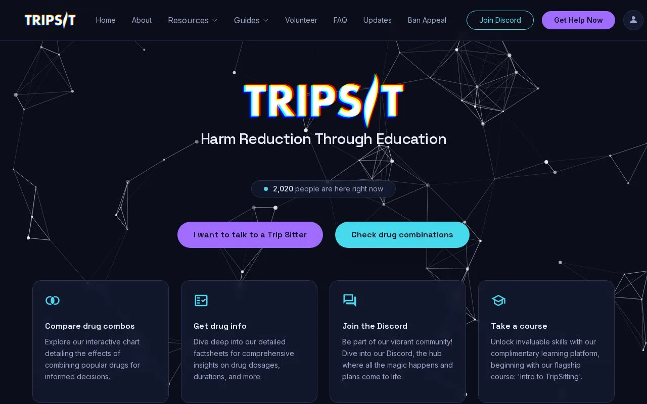 TripSit homepage screenshot